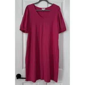 J.Jill Women's Pink Cotton Blend With Pockets Dress Size Medium